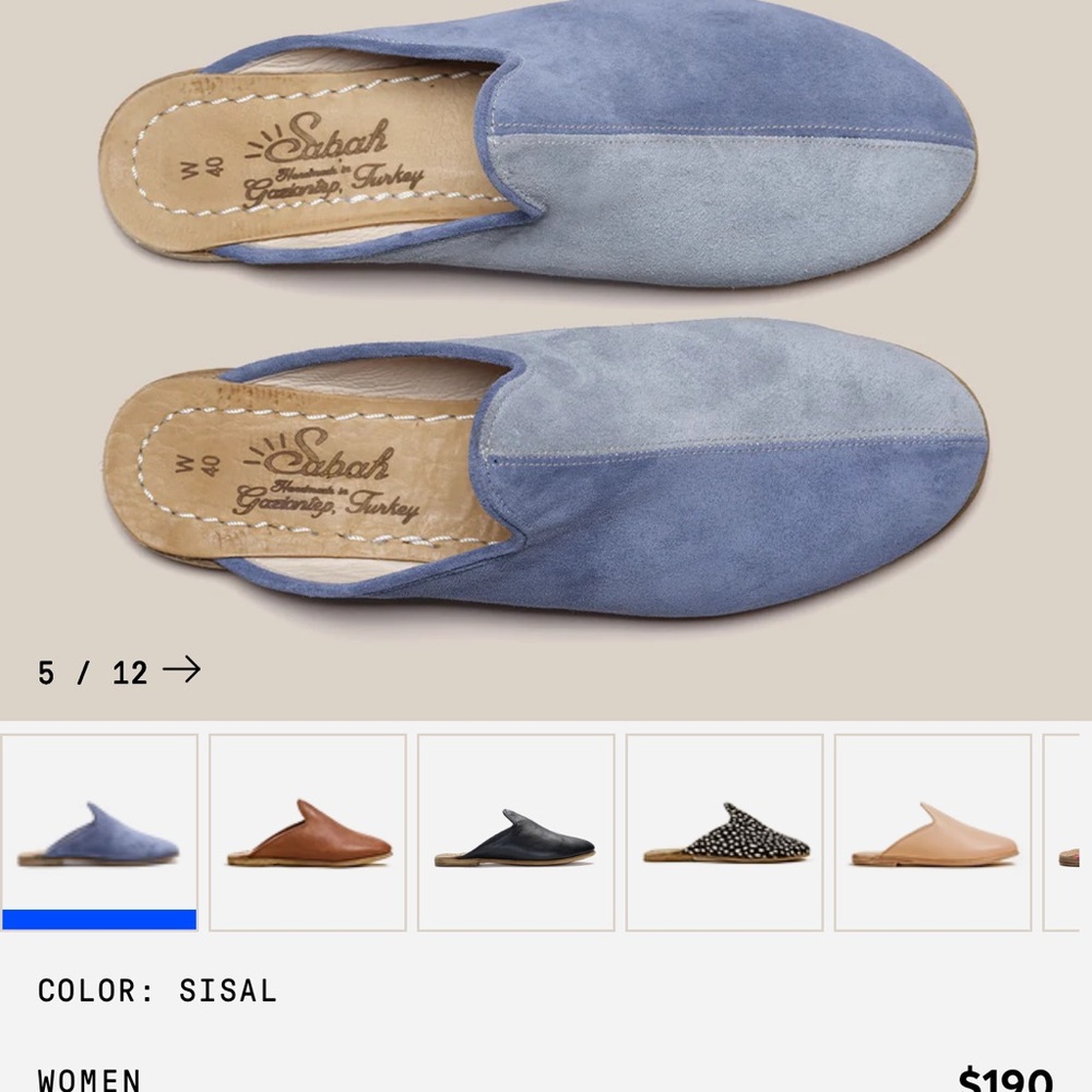 Sabah Women's Sisal Blue Leather Mules